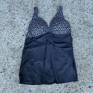 Perona Swimsuit Swimdress One Piece Womens Size 24W Black White
